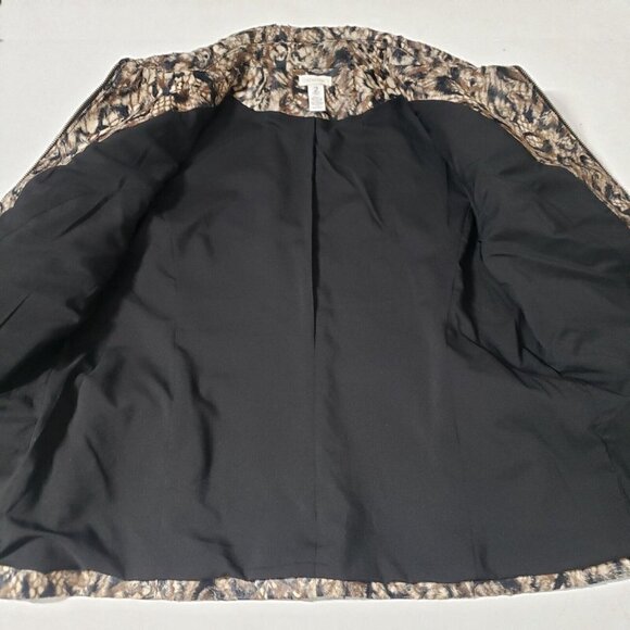 Chicos 2 Queen of Elegance Margaret Jacket Animal Faux Fur Lined Womens Large - Picture 9 of 11